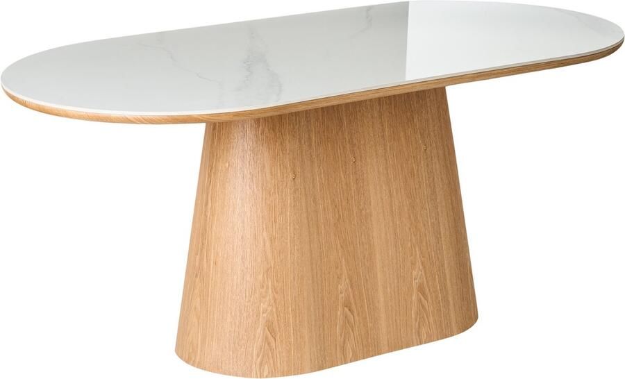 Beliani LOCKHART Eettafel Lichtbruin Wit Gesinterde steen