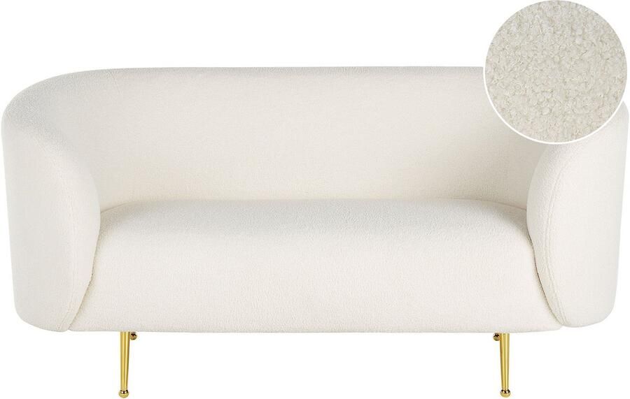 Beliani LOEN Two Seater Sofa Wit Polyester