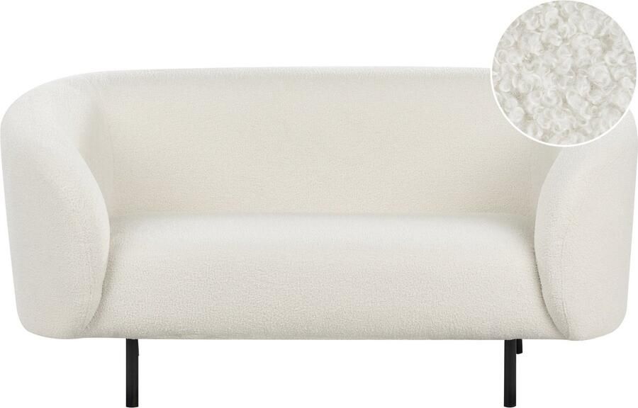 Beliani LOEN Tweezitsbank Wit Zwart Bouclé