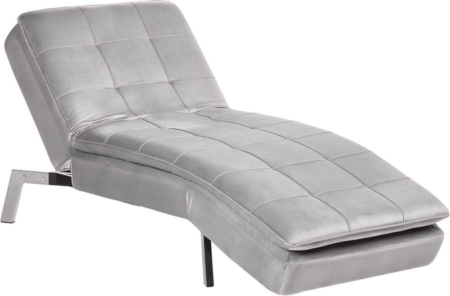 Beliani LOIRET Chaise longue Lichtgrijs Symmetrisch Fluweel