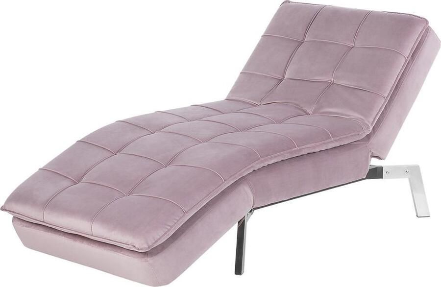 Beliani LOIRET Chaise longue-Zilver-Fluweel