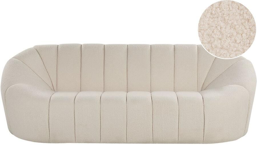 Beliani LOMMA Three Seater Sofa Wit Polyester