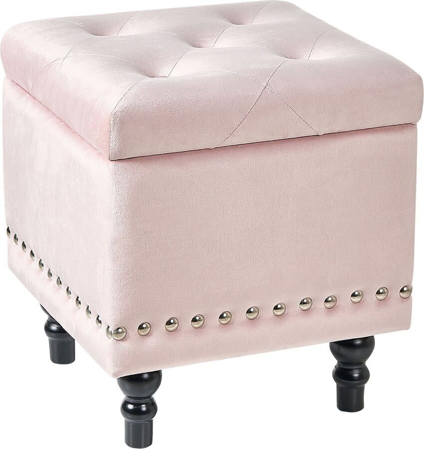 Beliani LORETTO Poef Pastelroze 37 cm Fluweel