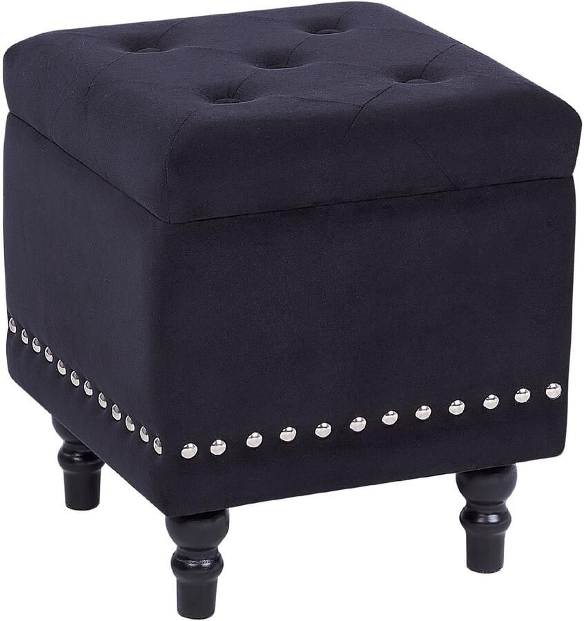 Beliani Poef met opbergruimte LORETTO Fluweel Zwart 37 cm 37 cm 40 cm