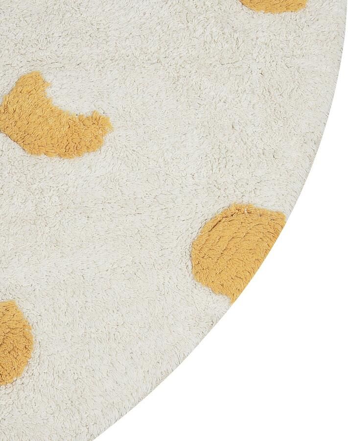 Beliani LOTI Laagpolig vloerkleed Beige Geel- 140 cm Katoen