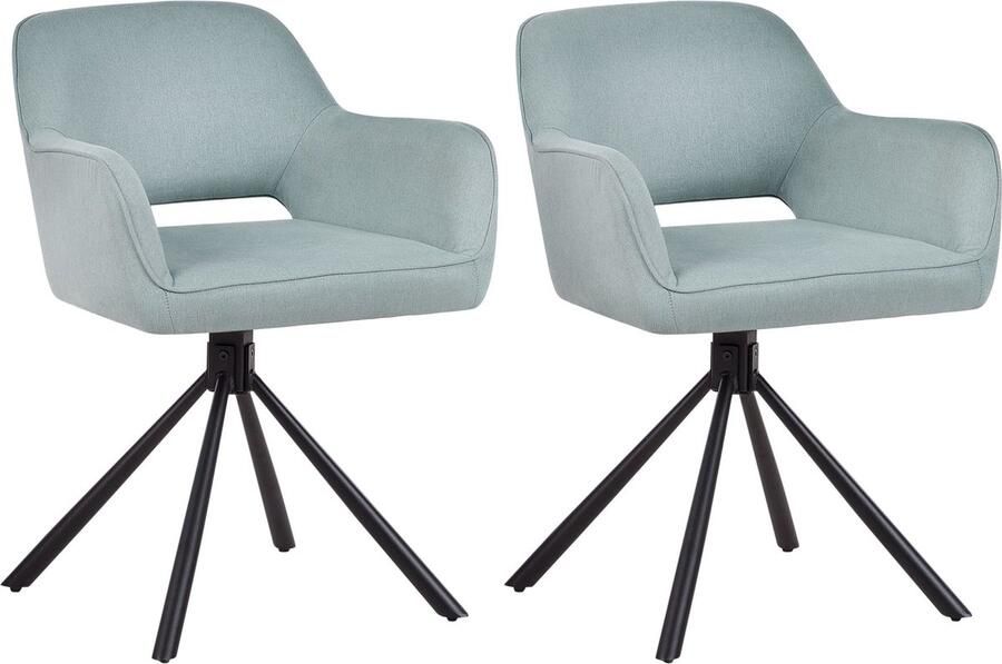 Beliani Set van 2 eetkamerstoelen Draaibaar LOURES Mintgroen