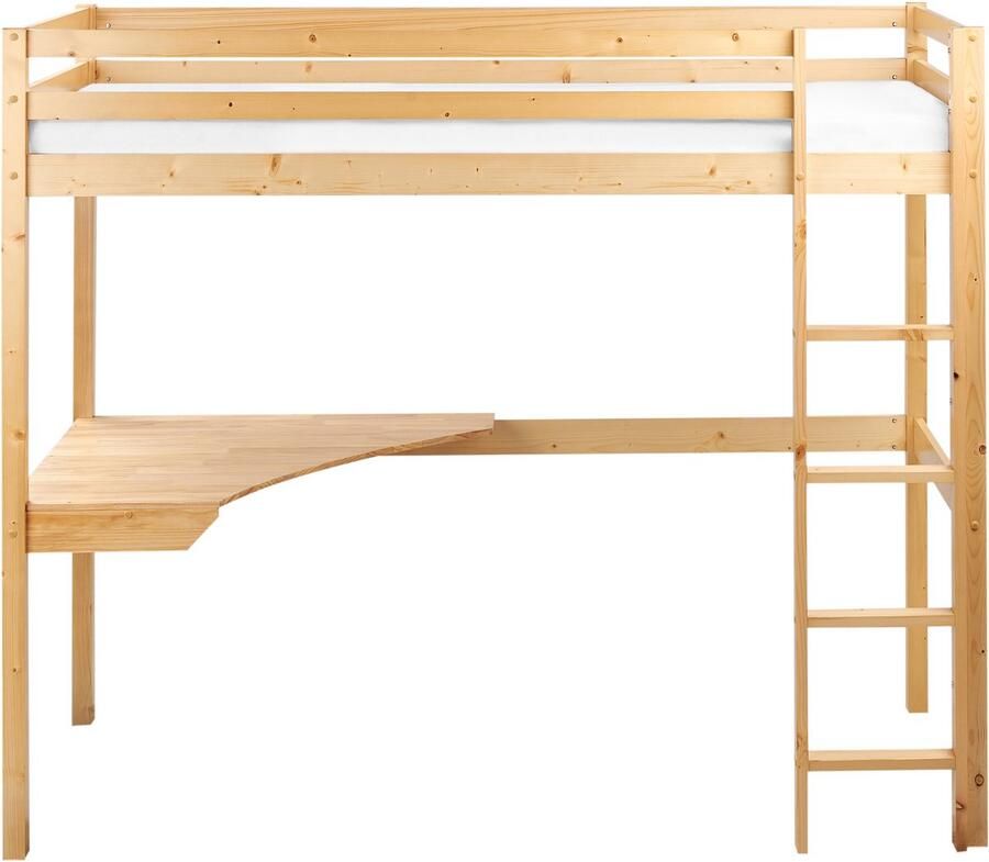 Beliani Hoogslaper met bureau Dennenhout LOURY 90 x 200 cm Lichtbruin - Foto 2
