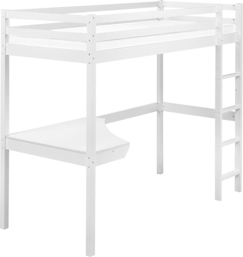 Beliani Hoogslaper met bureau Dennenhout LOURY 90 x 200 cm Wit
