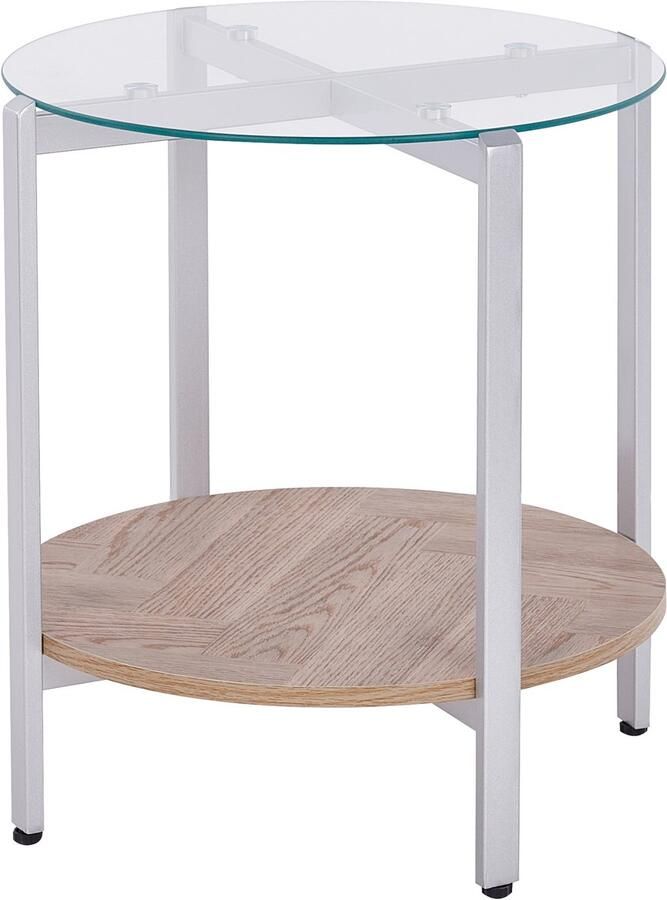 Beliani LOVELL Bijzettafel Lichtbruin Zilver Hout