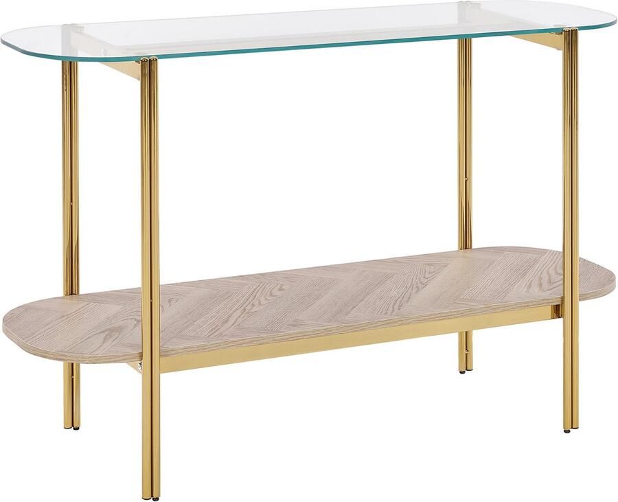 Beliani LOVELL Sidetable Lichtbruin Goud Hout