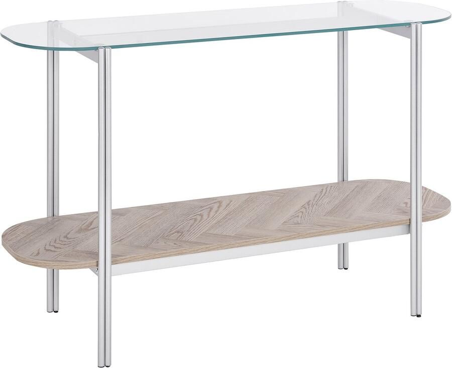 Beliani LOVELL Sidetable Lichtbruin Zilver Hout