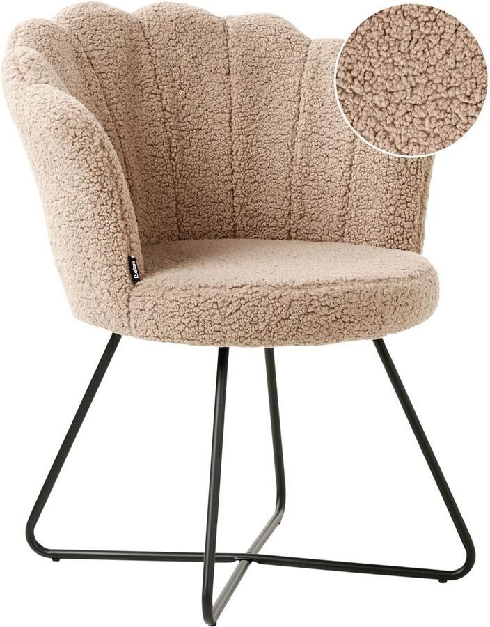 Beliani LOVELOCK Fauteuil Beige- Bouclé