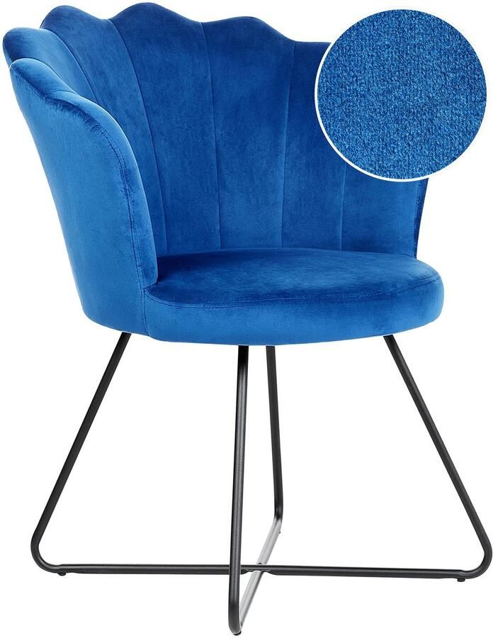Beliani LOVELOCK Fauteuil Marineblauw Fluweel
