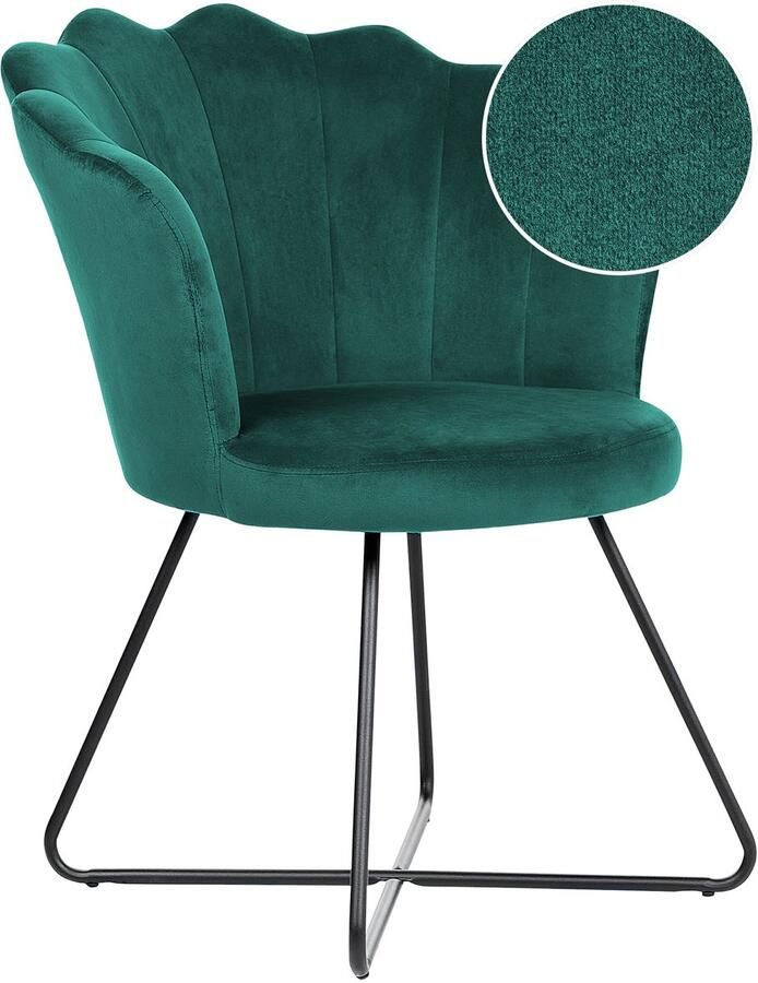 Beliani LOVELOCK Fauteuil Smaragdgroen Fluweel