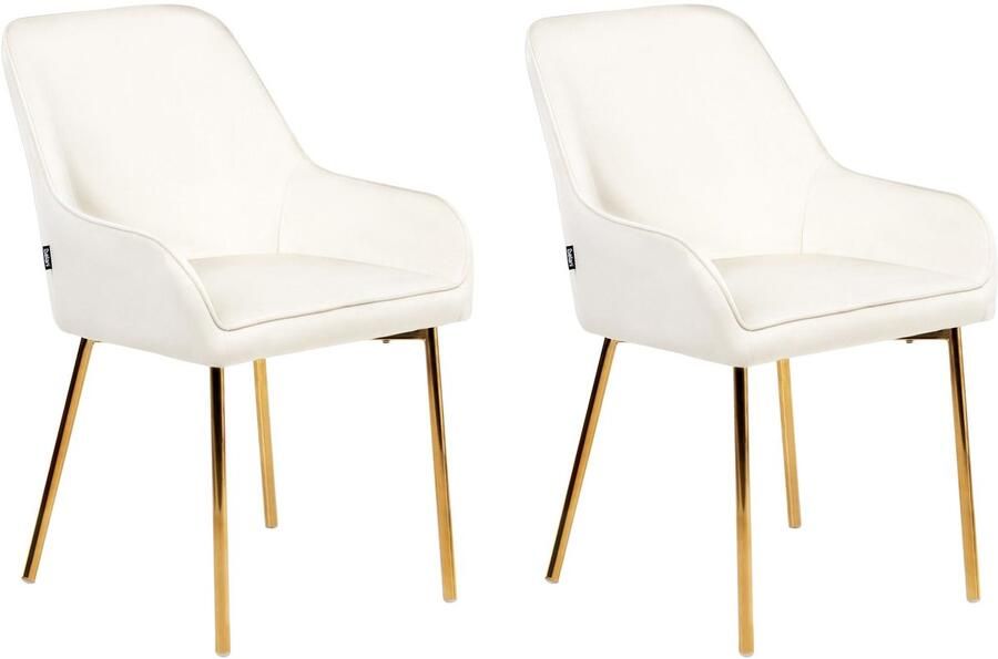 Beliani LOVERNA Eetkamerstoel set van 2 Gebroken wit Fluweel