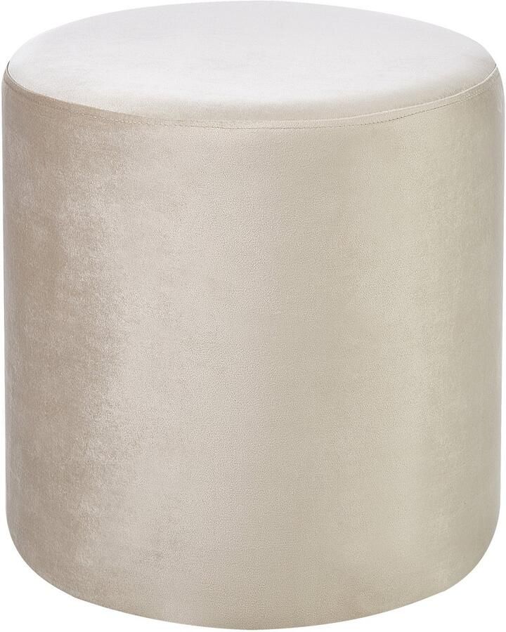 Beliani Poef LOVETT Fluweel Lichtbeige 47 cm 47 cm 48 cm