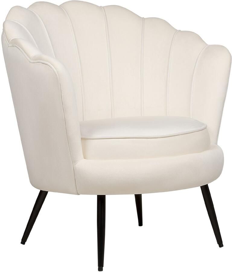 Beliani LOVIKKA Fauteuil Gebroken wit Fluweel