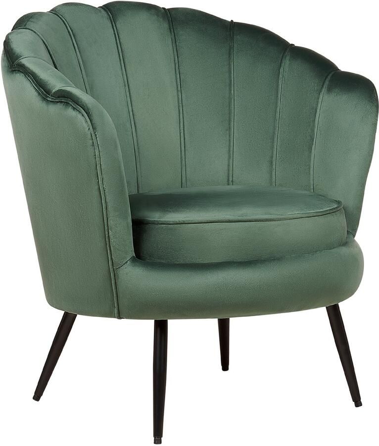 Beliani LOVIKKA Kuipstoel-Groen-Fluweel