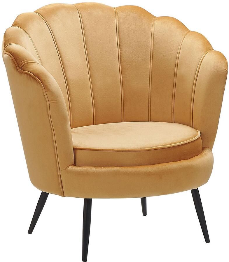 Beliani LOVIKKA Fauteuil Mosterdgeel Fluweel
