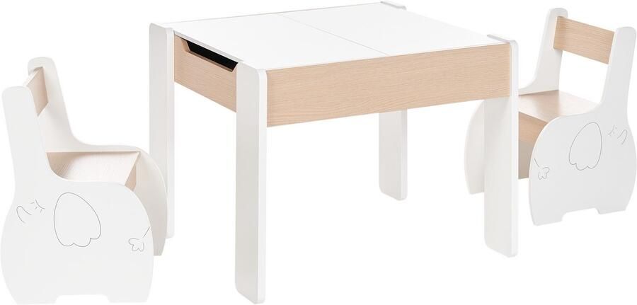 Beliani LOYD Kindertafel met 2 stoeltjes Lichthout Wit MDF