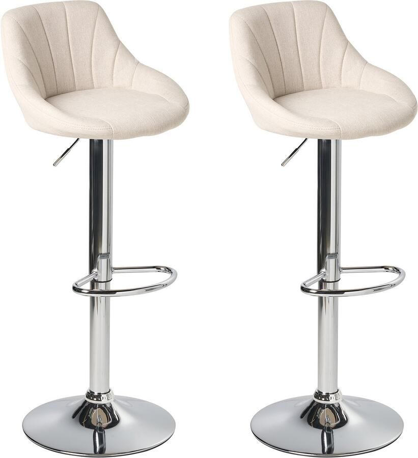 Beliani LUCCA Barkruk set van 2 Lichtbeige Stof