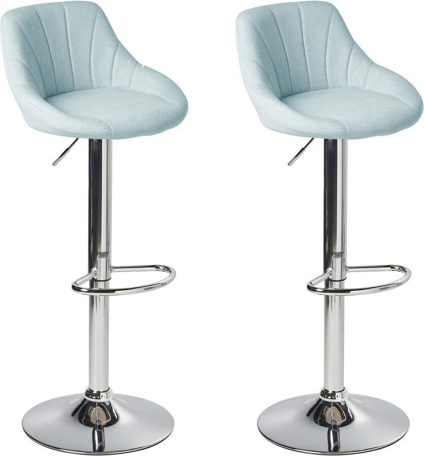 Beliani LUCCA Barkruk set van 2 Lichtblauw Stof