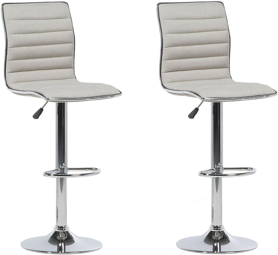 Beliani LUCERNE Barkruk verstelbaar set van 2 Lichtbeige Polyester