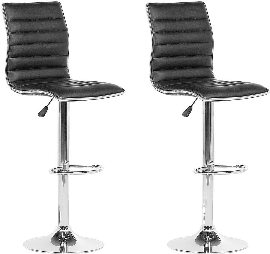 Beliani LUCERNE Barkruk verstelbaar Zwart Kunstleer