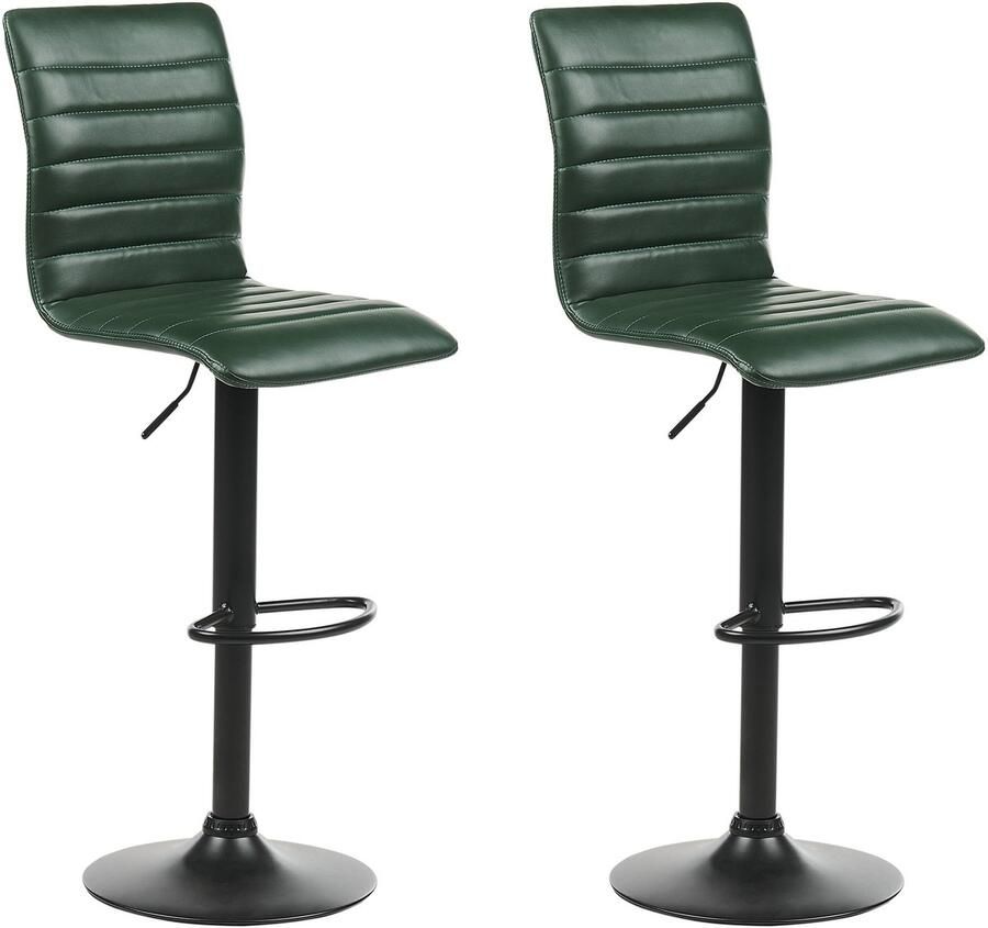 Beliani LUCERNE II Barkruk set van 2 Donkergroen Kunstleer