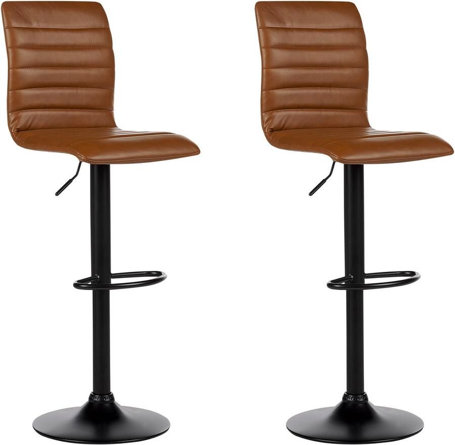 Beliani LUCERNE II Barkruk set van 2 Goudbruin Kunstleer