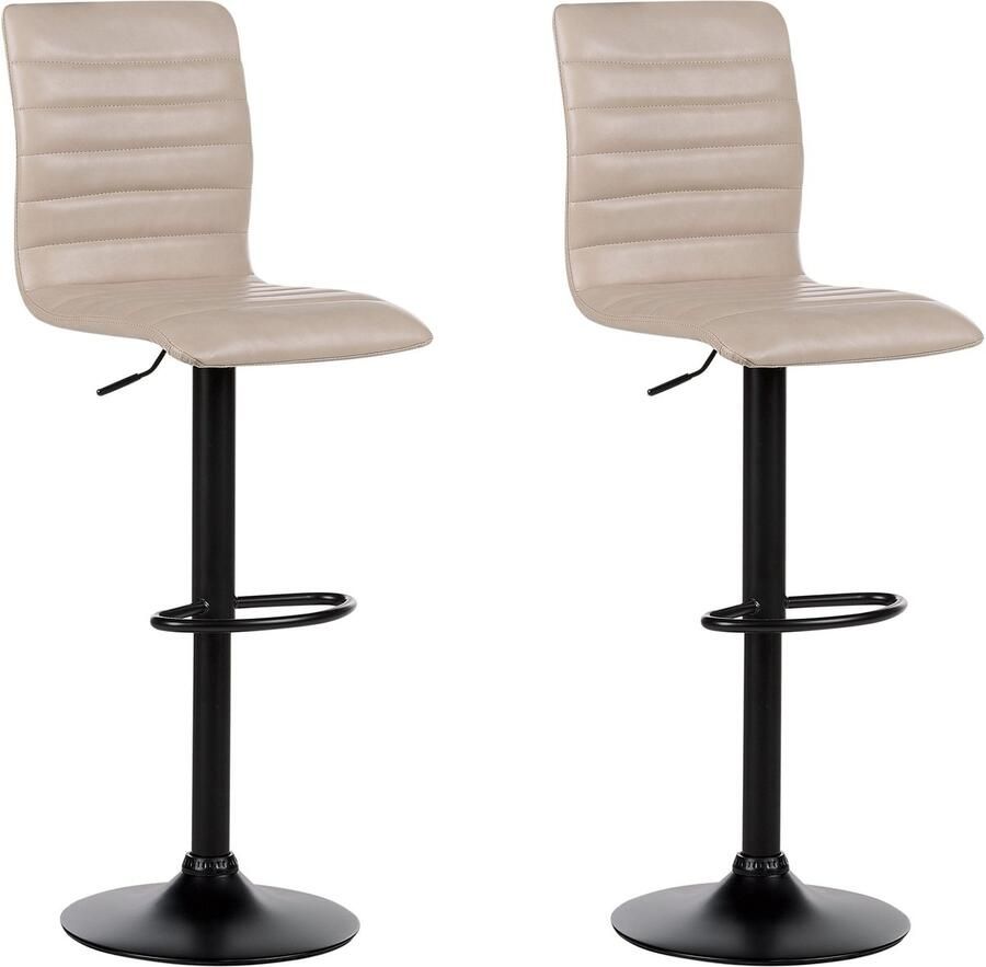 Beliani Set van 2 barstoelen LUCERNE Kunstleer Draaibaar Lichtbeige