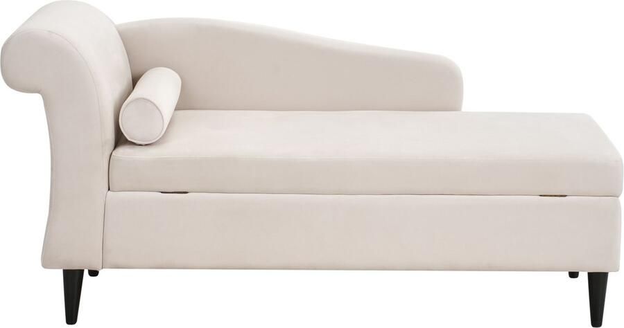Beliani LUIRO Chaise longue Beige Linkszijdig Fluweel