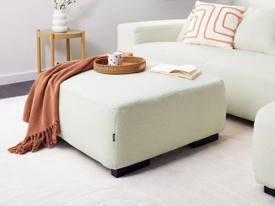 Beliani LUNGO Ottomaan Wit Bouclé