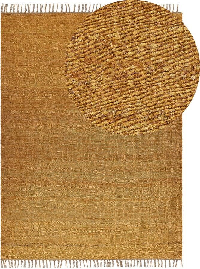 Beliani LUNIA Jute vloerkleed Mosterdgeel 160 x 230 cm Jute