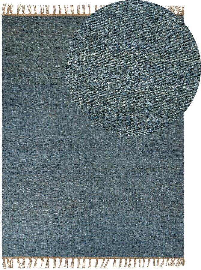Beliani LUNIA Jute vloerkleed Turquoise 160 x 230 cm Jute