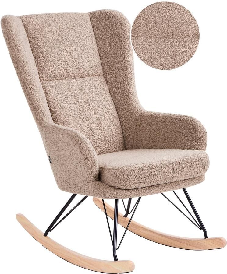 Beliani LUOMA Schommelstoel Beige Bouclé