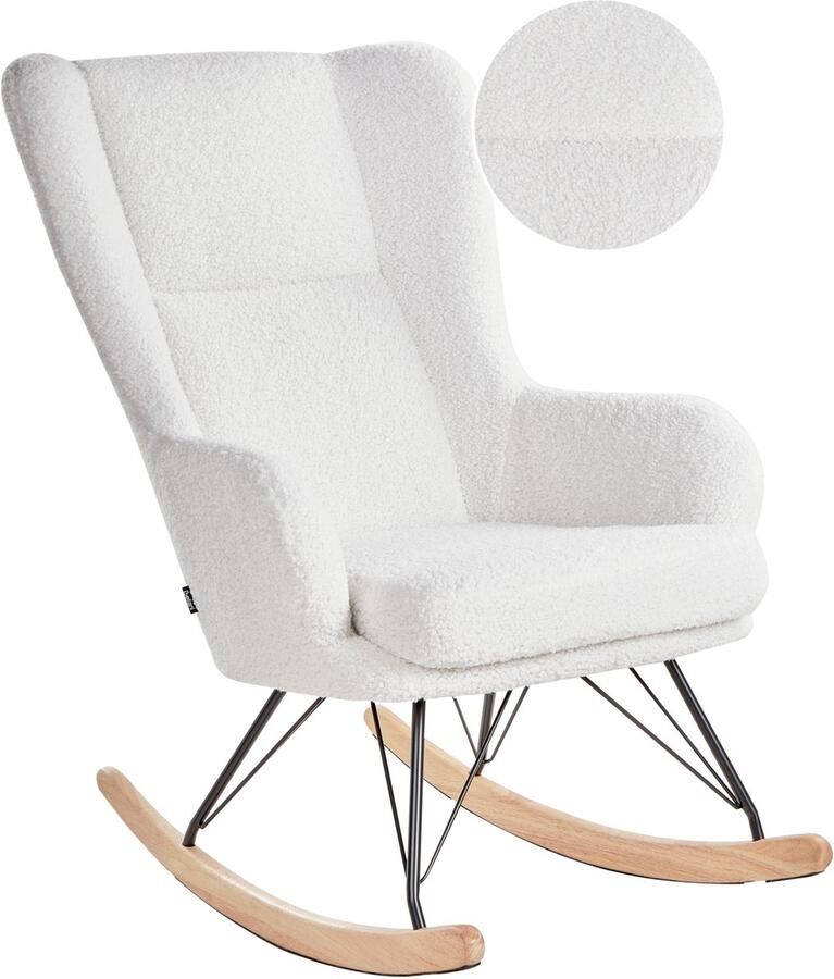 Beliani Schommelstoel LUOMA Bouclé Gebroken wit
