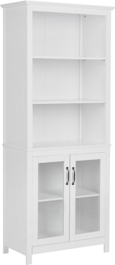 Beliani Glazen vitrinekast LUSBY 75 cm Wit