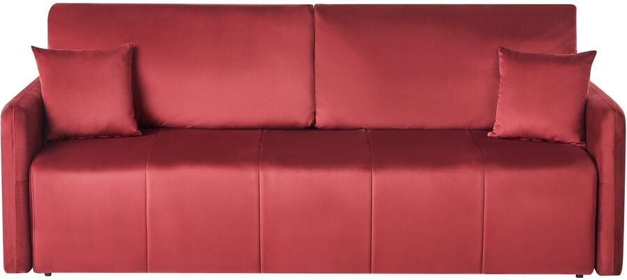 Beliani LUVOS Driezitsbank Bordeauxrood Fluweel