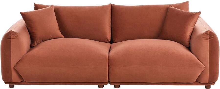 Beliani Bank LUVOS Fluweel Goudbruin 3-zitter