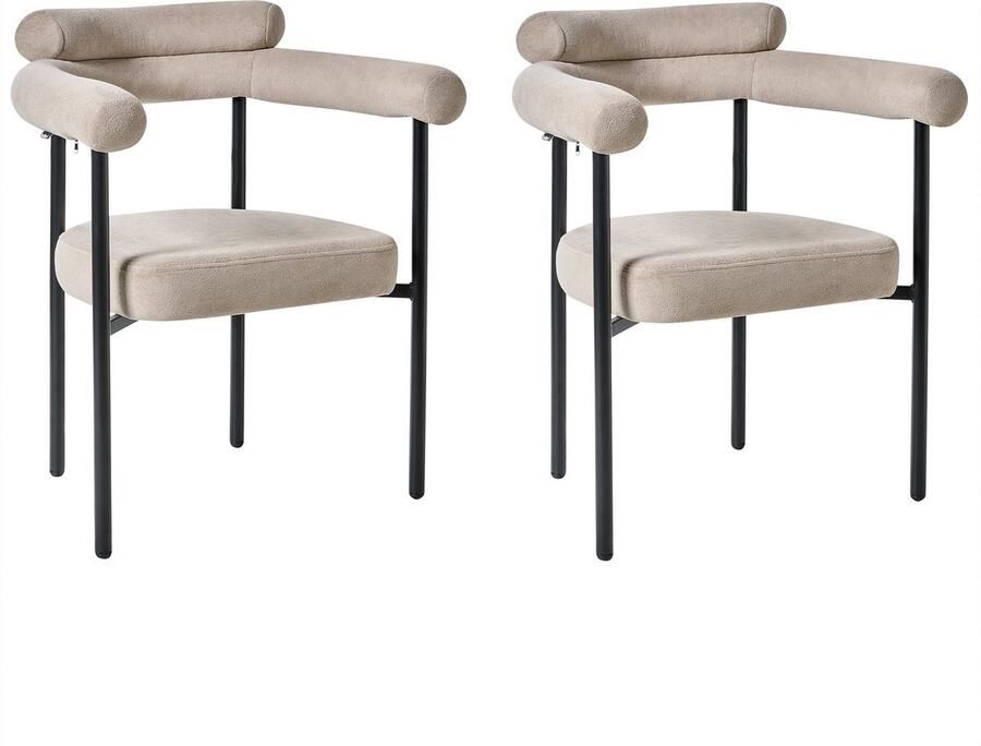 Beliani LYNEY Eetkamerstoel set van 2 Beige Polyester - Foto 2