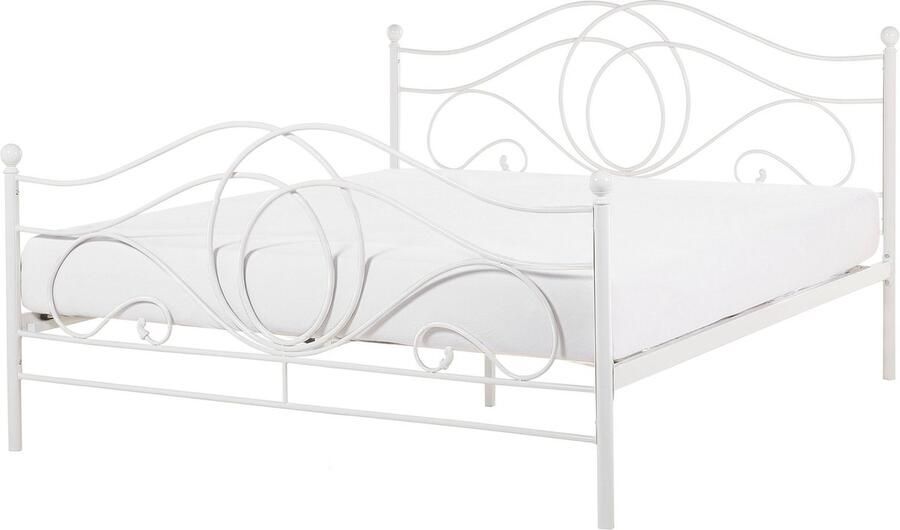 Beliani LYRA Tweepersoonsbed Wit 160 x 200 cm Metaal
