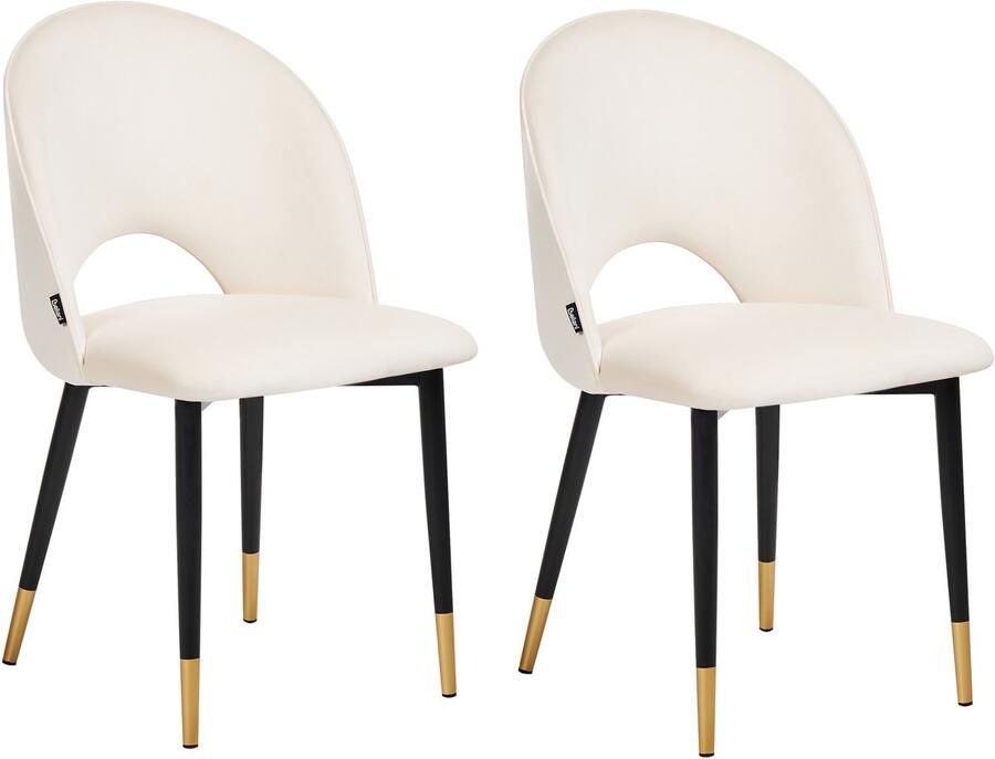 Beliani MAGALIA Eetkamerstoelen set Lichtbeige Fluweel - Foto 2