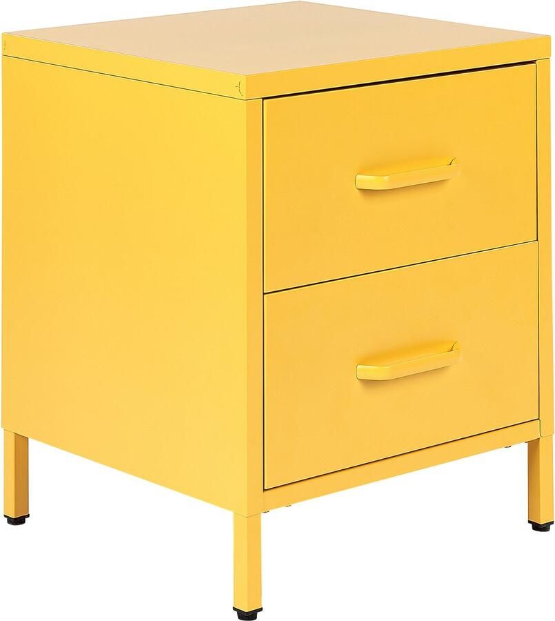 Beliani Nachtkastje met 2 lades MALAVI Metaal Geel