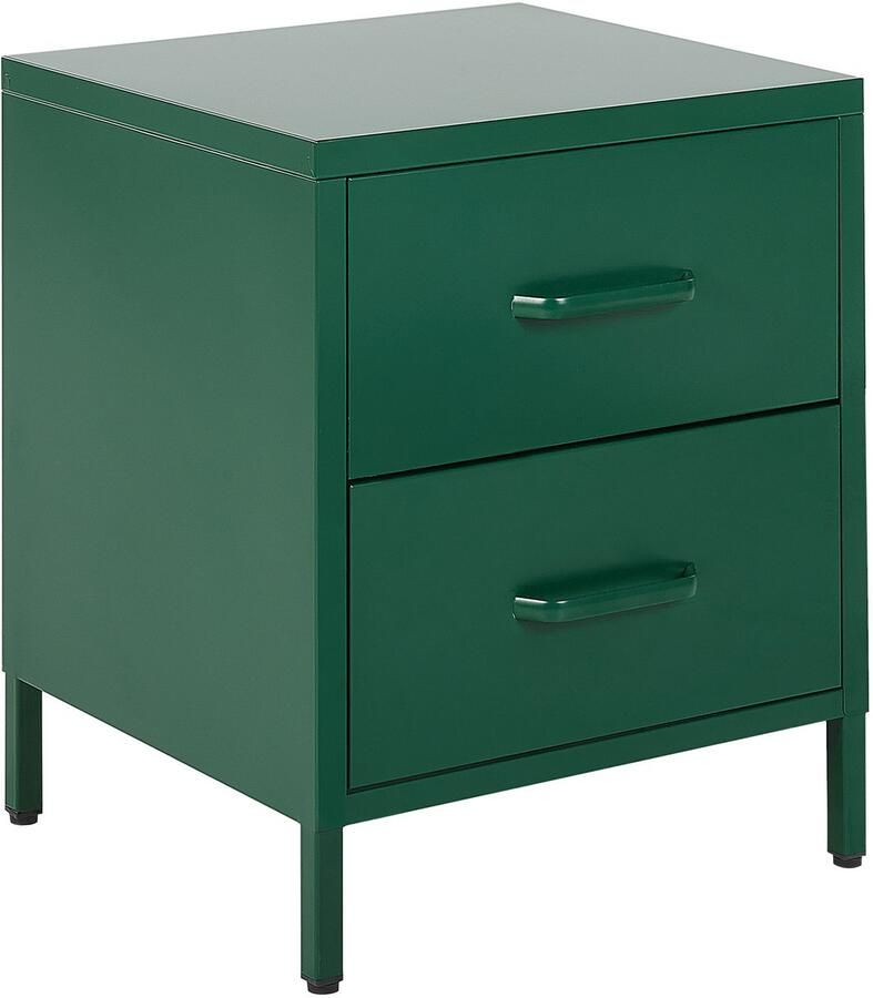 Beliani Nachtkastje met 2 lades MALAVI Metaal Groen