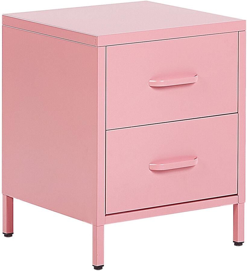 Beliani Nachtkastje met 2 lades MALAVI Metaal Roze