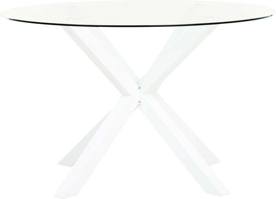 Beliani Tuin eettafel MALETTO 120 cm 120 cm Glas Wit