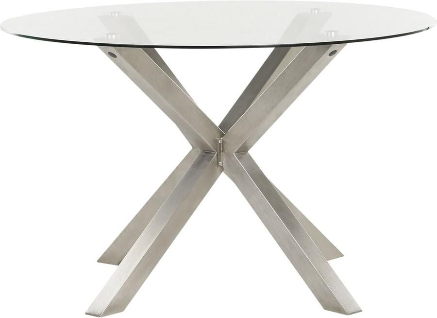 Beliani Tuin eettafel MALETTO 120 cm 120 cm Glas Zilver