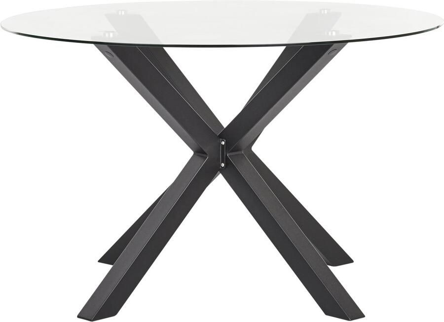 Beliani Tuin eettafel MALETTO 120 cm 120 cm Glas Zwart