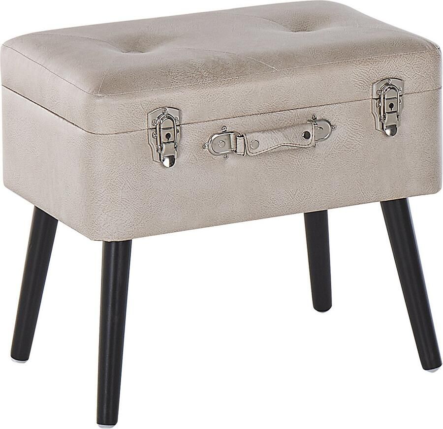 Beliani Hocker met opbergruimte MALLARD Kunstleer Beige - Foto 2